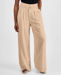Bar Iii Petite High Rise Pleat-Front Wide Leg Pants, Created for Macy's