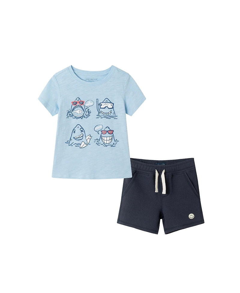 Andy & Evan Toddler Boys Toddler/Child Short Sleeve Tee French Terry Set