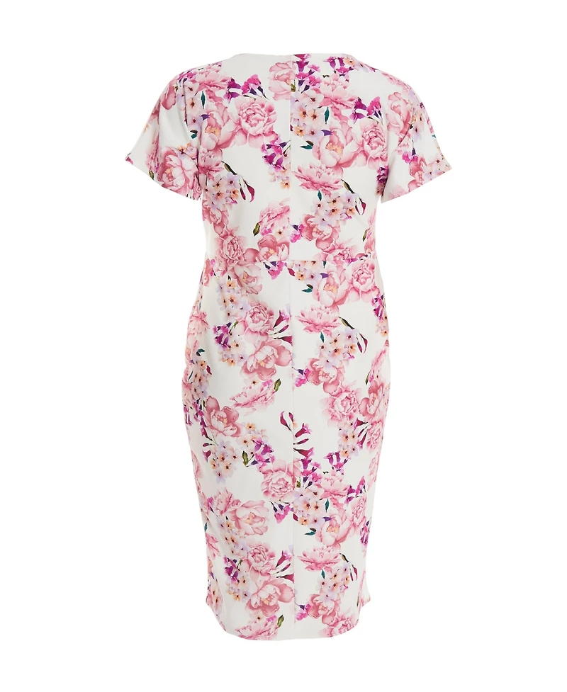 Quiz Plus Floral Scuba Crepe Wrap Maxi Dress