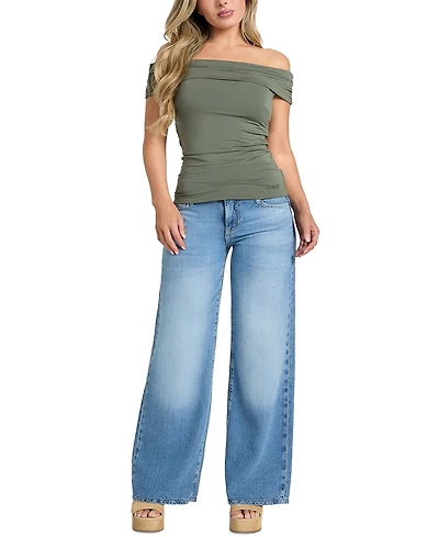 Guess Women's Mid Rise Wide-Leg Palazzo Jeans