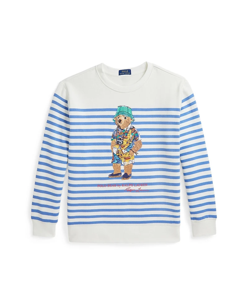 Polo Ralph Lauren Big Boys Striped Polo Bear Fleece Sweatshirt