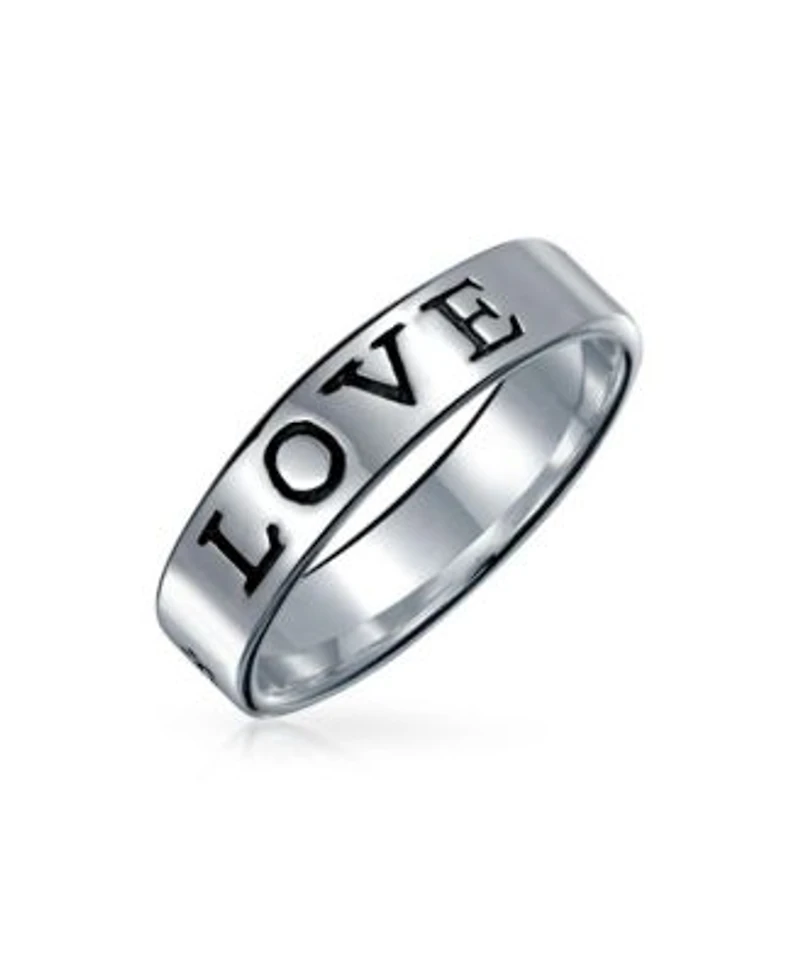Bling Jewelry Love Stay Strong Purity Promise Commitment Eternity Band Ring Oxidized .925 Sterling Silver
