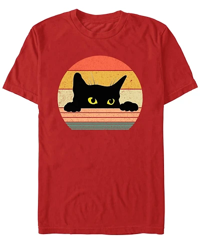 Design By Humans Men's Cat Retro Style Short Sleeve T-Shirt