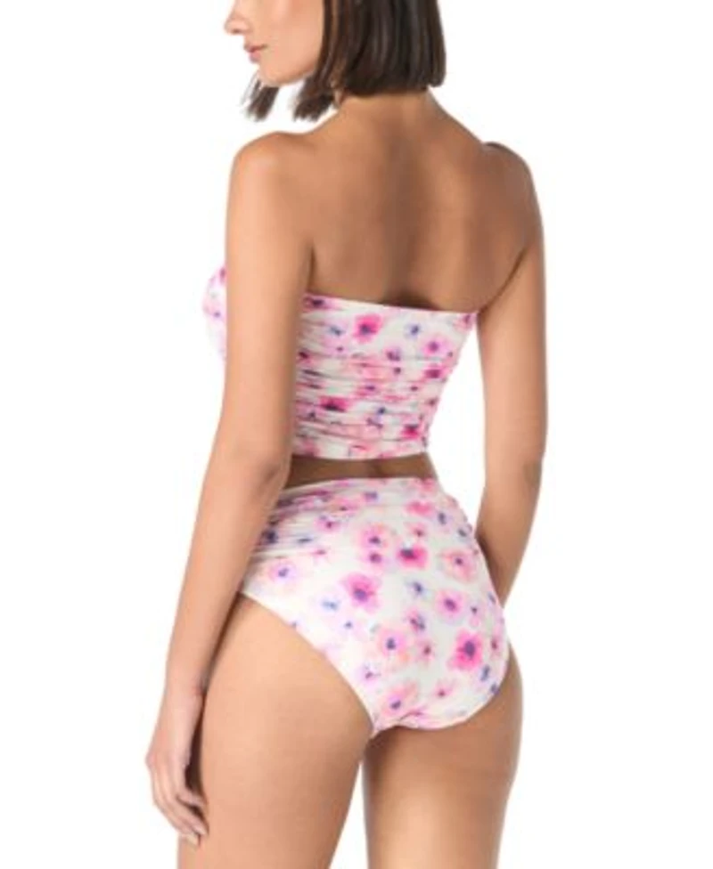 Carmen Marc Valvo Womens Bandeau Shirred Top Bikini Bottoms