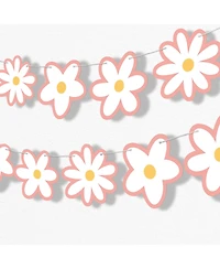 Pink Daisy Flowers Garland Banner, 30 Feet of Cord, 15 Daises