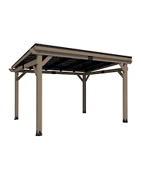 Mondawe 12 Ft. W x Ft. D Patio Wall-Mounted Solid Cedar Wood Gazebo with Galvanized Steel Roof