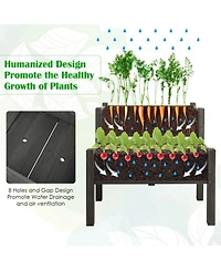 Sugift 2 Tier Wooden Raised Garden Bed with Legs Drain Holes