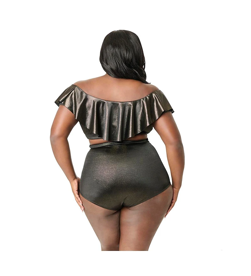 Unique Vintage Plus Ruffled Ramona Swim Top