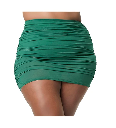 Unique Vintage Plus Size Shirred Skirt Swim Bottom