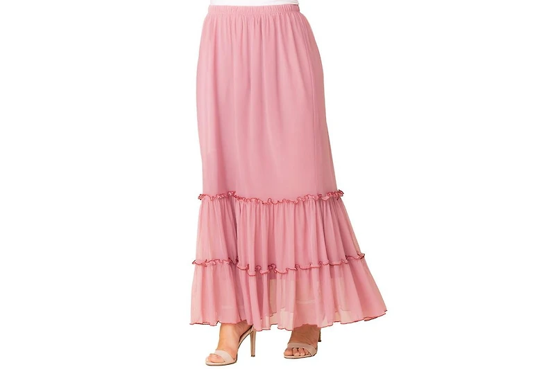 Kiyonna Plus Isla Tiered Mesh Maxi Skirt