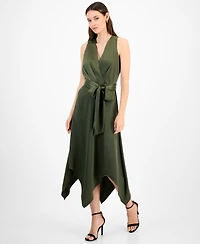 Anne Klein Women's Surplice Handkerchief-Hem Sleeveless Midi Dress