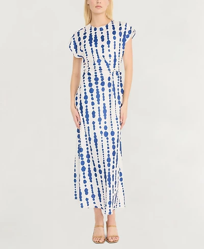 Luxely Women's Printed Twist-Front Midi Dress