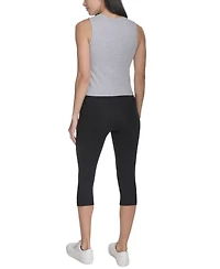 Calvin Klein Women's Ruched Crewneck Logo Tank Top