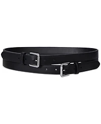 Lauren Ralph Leather Double-Buckle Stacked Belt