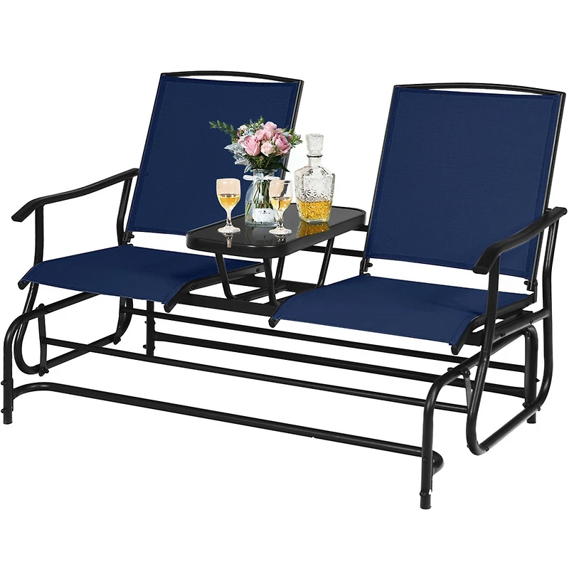 2 Person Outdoor Patio Double Glider Chair Loveseat Rocking
