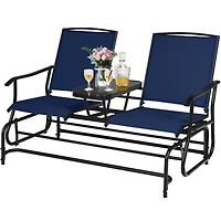 2 Person Outdoor Patio Double Glider Chair Loveseat Rocking