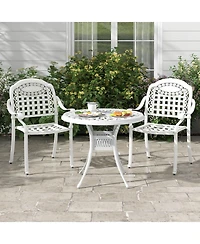 4pcs Patio Cast Aluminum Armrest Chairs Dining Stackable Outdoor White