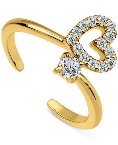 Giani Bernini Cubic Zirconia Open Heart Adjustable Toe Ring, Exclusively at Macy's