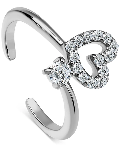 Giani Bernini Cubic Zirconia Open Heart Adjustable Toe Ring, Exclusively at Macy's