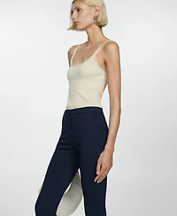 Mango Women's Cropped Slim Fit Pants