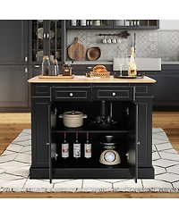 Kitchen Island with Storage and 3-Level Adjustable Shelves