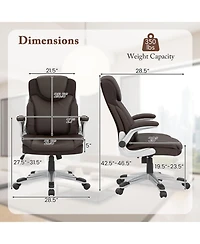 Ergonomic Office Pu Leather Executive Chair with Flip-up Armrests and Rocking Function