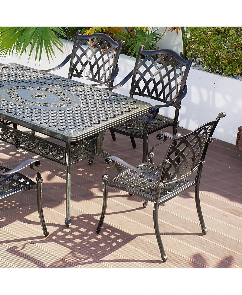 Mondawe Outdoor Cast Aluminum Dining Armchair