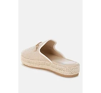 Marama Horsebit Embellished Raffia Mules