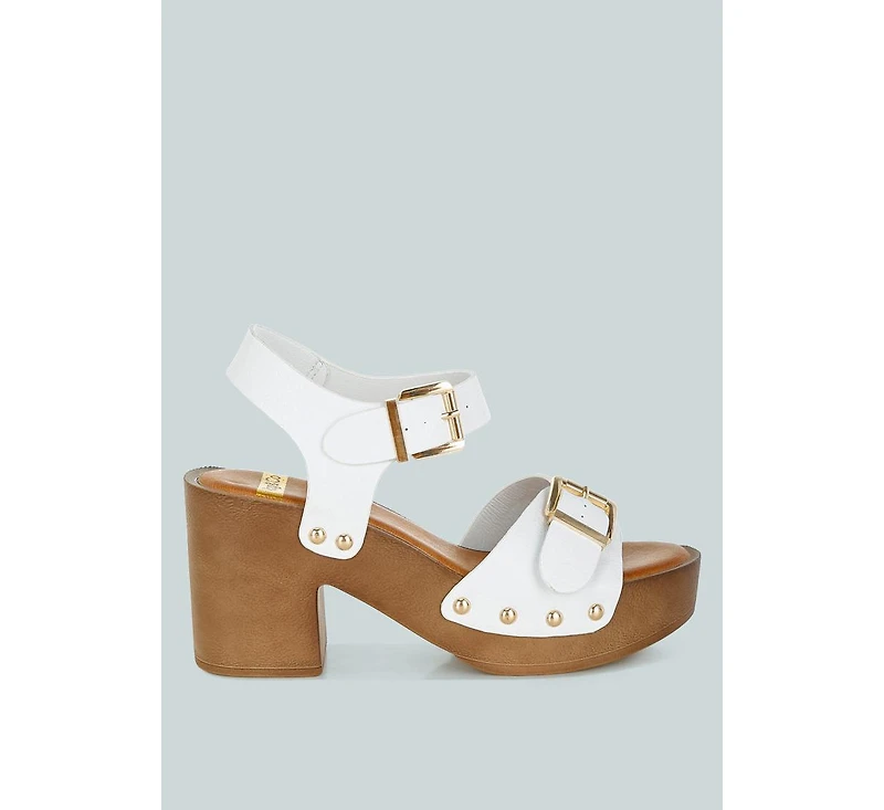 Ompasa Genuine Leather Clog Sandals