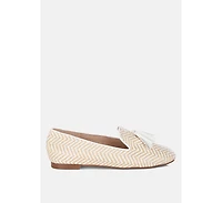 Dara Raffia Tassels Detail Loafers