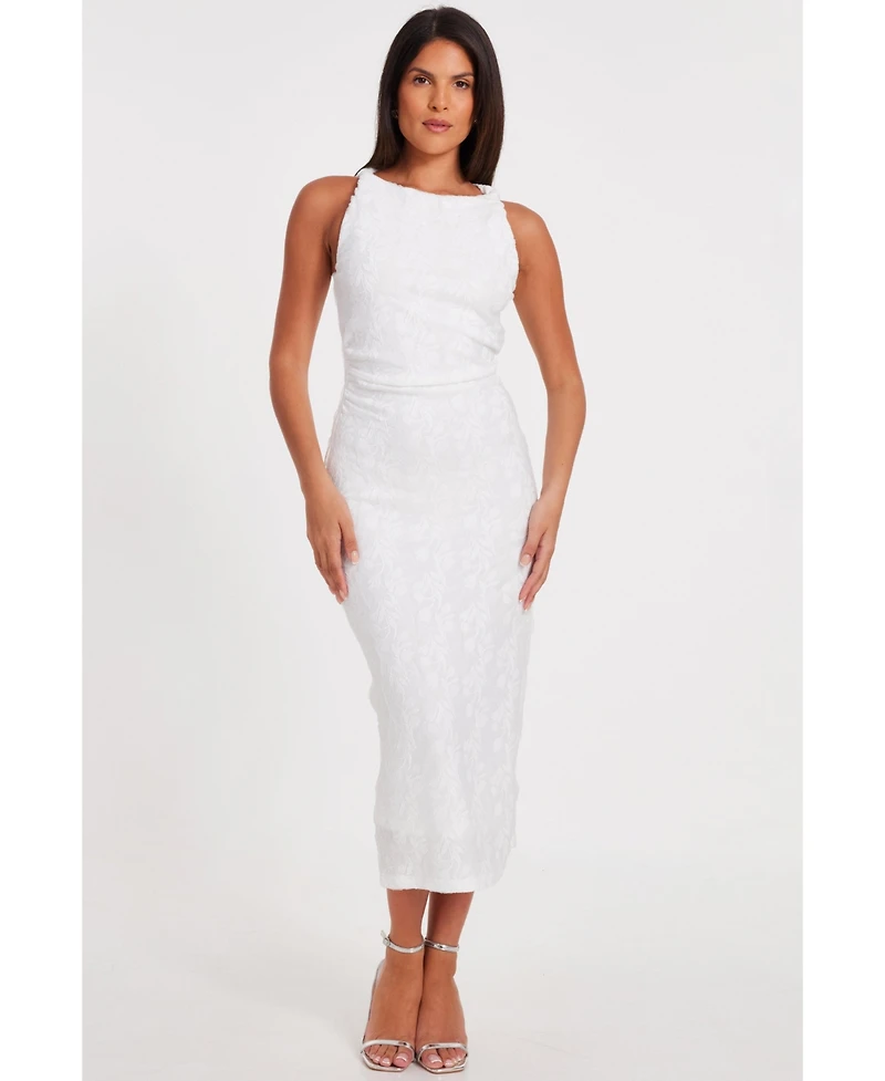 Quiz Women's Jaquard Maxi Dress With Twist Strap