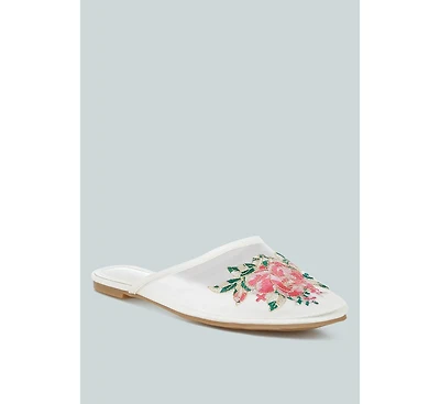 Shara Floral Embroidered Mesh Mules