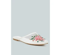 Shara Floral Embroidered Mesh Mules