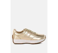 Mujori Metallic Pleather Studded Sneakers