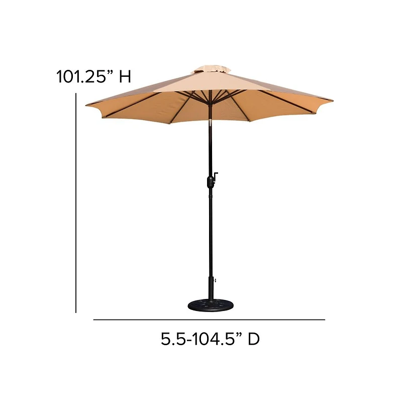 Bali Patio Umbrella With Base - 9' Polyester Patio Umbrella - 30+ Uv Protection - Waterproof Cement Base With 1.5" Diameter Aluminum Pole