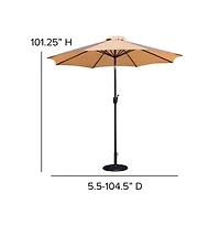 Bali Patio Umbrella With Base - 9' Polyester Patio Umbrella - 30+ Uv Protection - Waterproof Cement Base With 1.5" Diameter Aluminum Pole