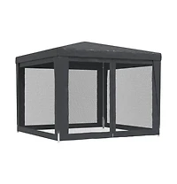 Party Tent with 4 Mesh Sidewalls Anthracite 9.8'x9.8' Hdpe