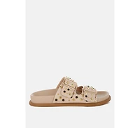 Jayata Metallic Stud Embellished Sliders
