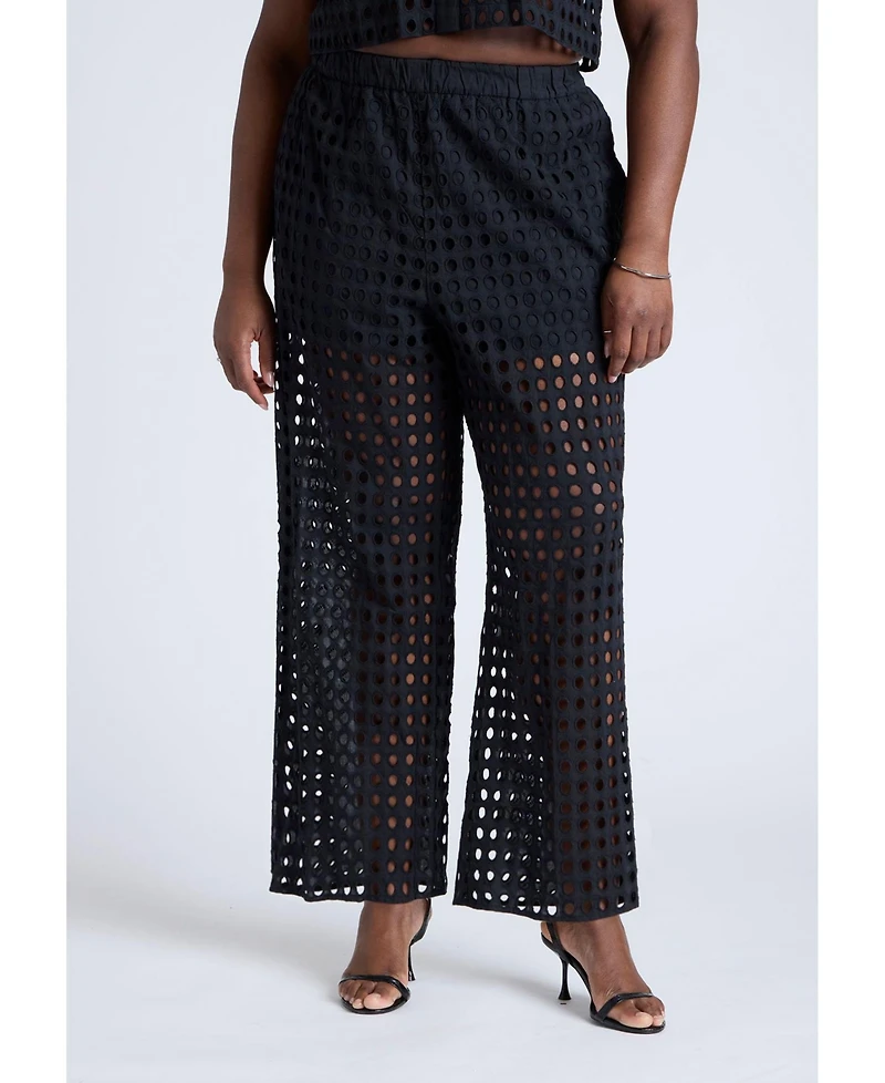 Eloquii Women's Sheer Eyelet Pant