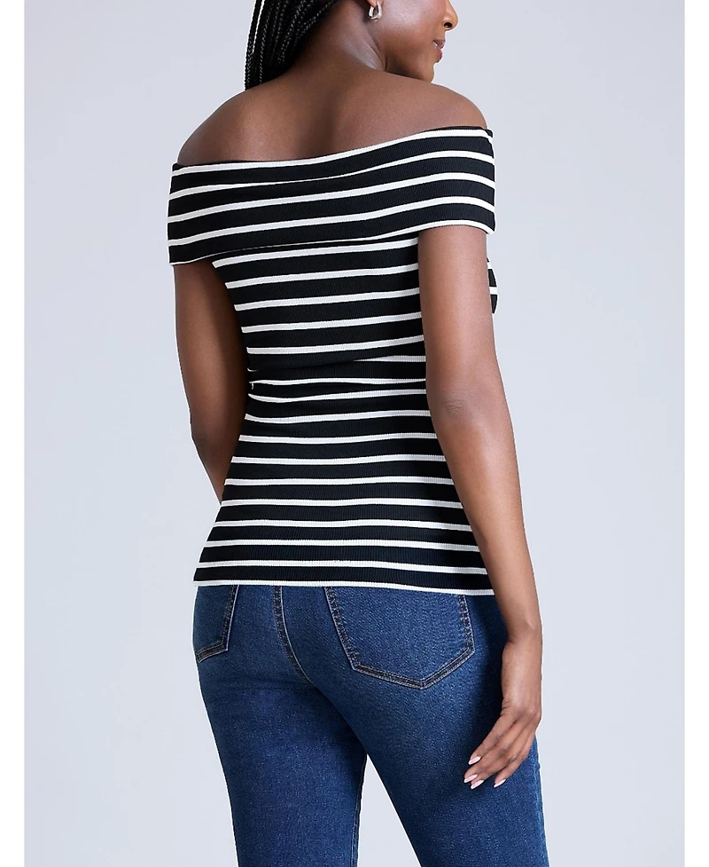 Motherhood Maternity Rib Knit Short Sleeve Off The Shoulder Top