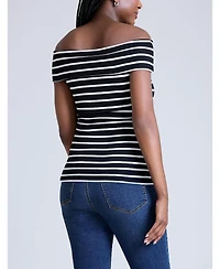 Motherhood Maternity Rib Knit Short Sleeve Off The Shoulder Top