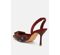 Miraya Embroidered Buckle Detail Stiletto Heels