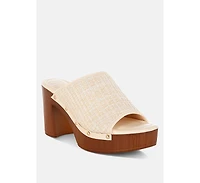 Marengo Raffia Wooden Clogs