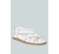 Kapaka Real Leather Flat Gladiator Sandals