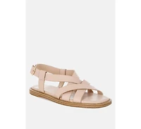 Kapaka Real Leather Flat Gladiator Sandals