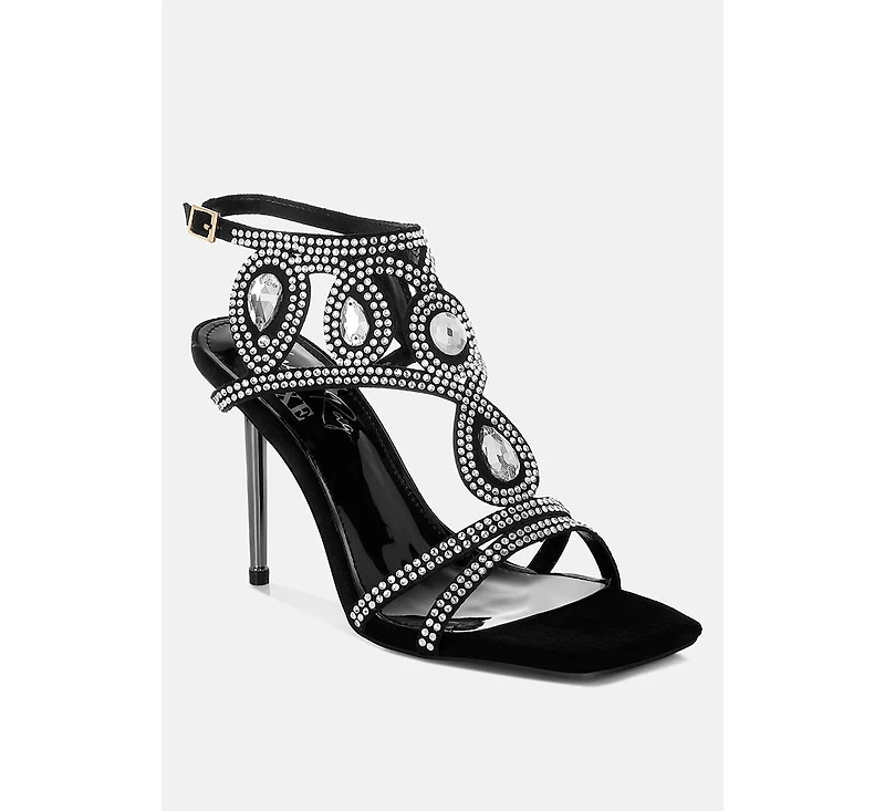 Fialka Diamante & Rhinestones Stiletto Sandals