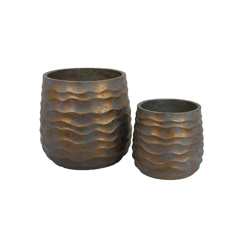 Set of 2 Wavy Design Planters for Stylish Indoor & Outdoor Decor