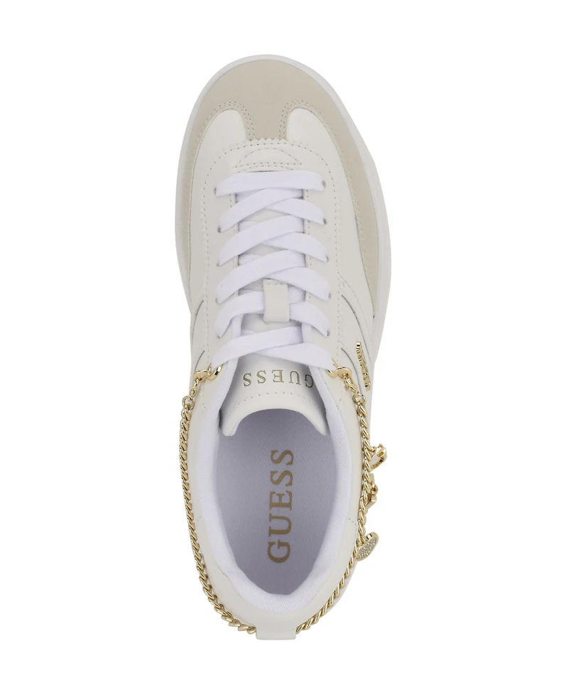 Guess Women's Naoko Charm Lace-Up Court Sneakers