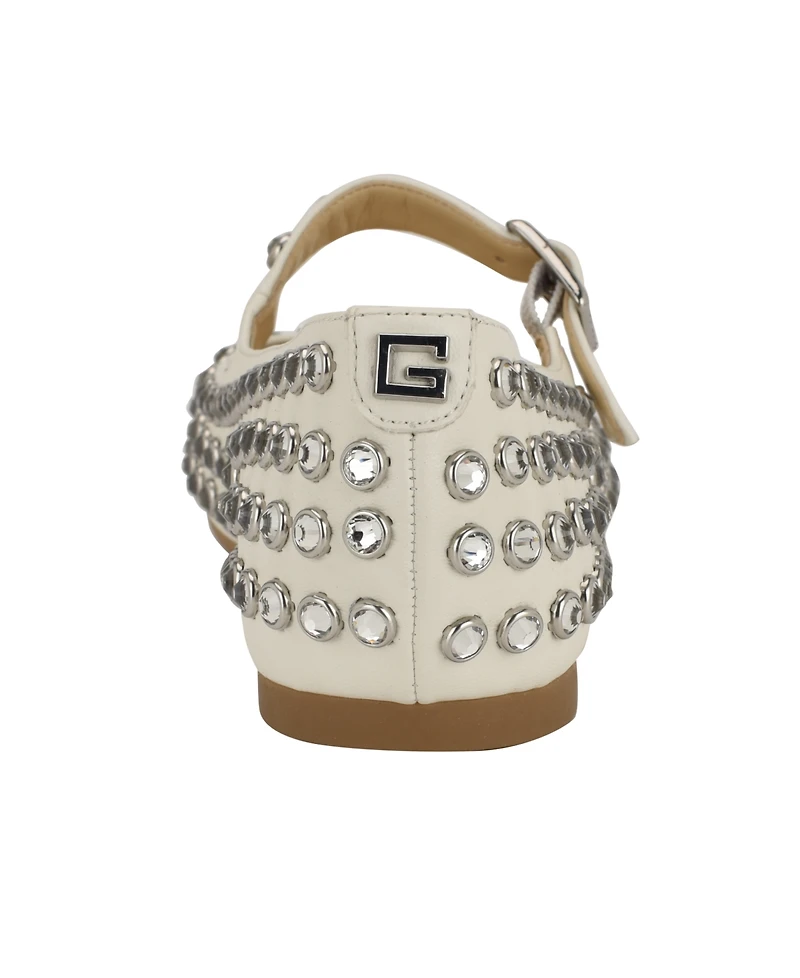 Guess Women's Kalidal Rhinestone Mary Jane Ballet Flats
