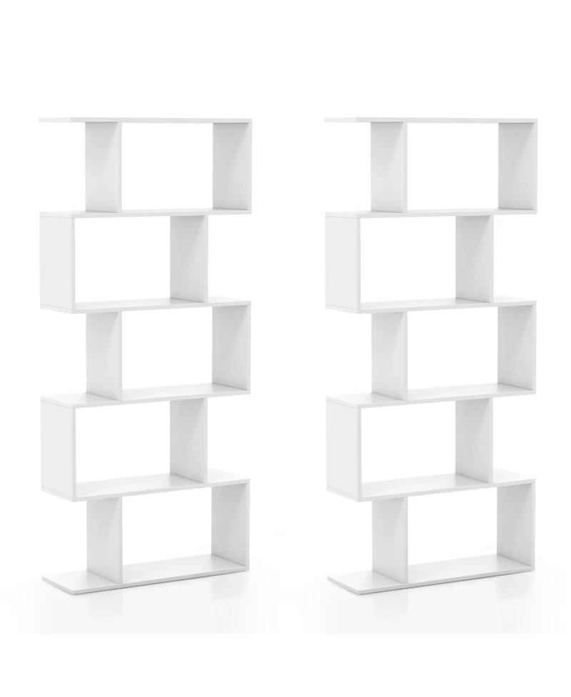 5-Tier Bookshelf with Anti-Toppling Device for Living Room Home Office